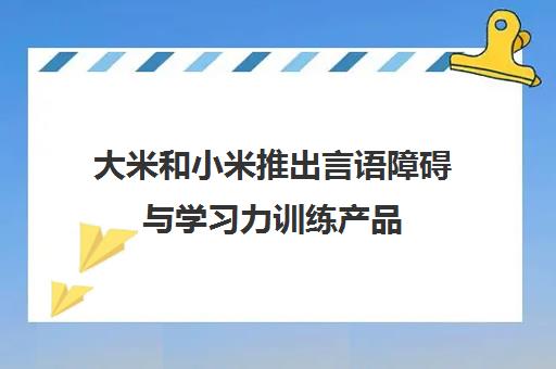 大米和小米推出言语障碍与学习力训练产品 助力特需儿童发展