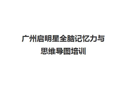 广州启明星全脑记忆力与思维导图培训