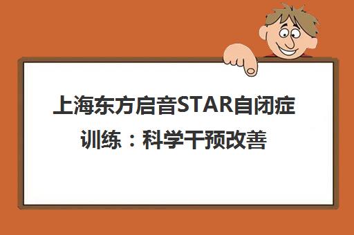 上海东方启音STAR自闭症训练 科学干预改善社交沟通能力 上海东方启音STAR自闭症训练 科学干预改善社交沟通能力