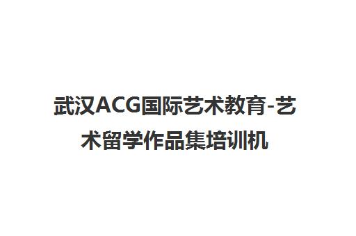 武汉ACG国际艺术教育-艺术留学作品集培训机构首页