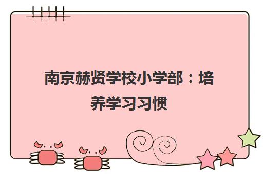 南京赫贤学校小学部 培养学习习惯 助力无缝衔接