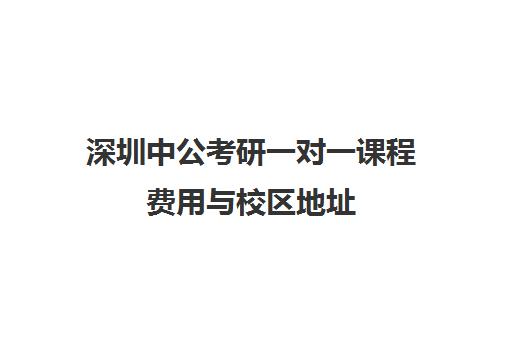 深圳中公考研一对一课程费用与校区地址