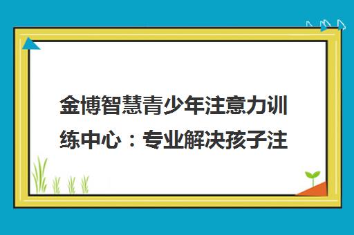 金博智慧青少年注意力训练中心 专业解决孩子注意力不集中问题