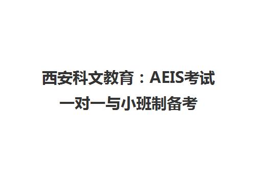 西安科文教育 AEIS考试一对一与小班制备考选择指南