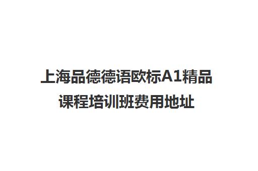 上海品德德语欧标A1精品课程培训班费用地址 上海品德德语欧标A1精品课程培训班费用地址