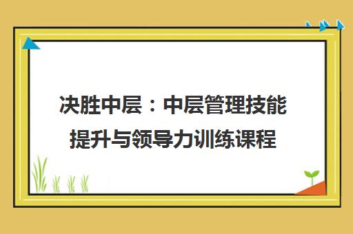 决胜中层：中层管理技能提升与领导力训练课程