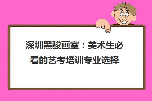 深圳黑骏画室 美术生必看的艺考培训专业选择