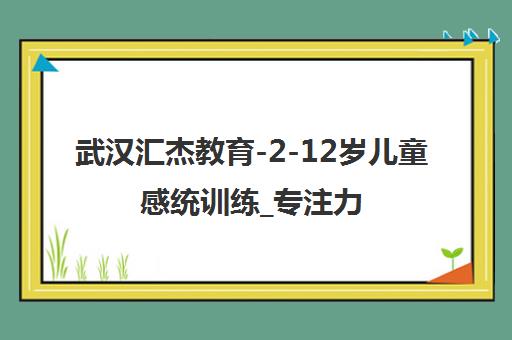 武汉汇杰教育-2-12岁儿童感统训练_专注力提升_心理沙盘培训