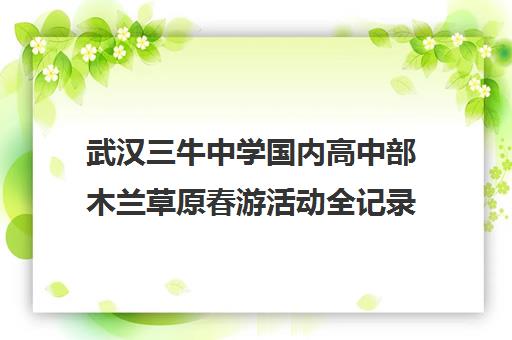 武汉三牛中学国内高中部木兰草原春游活动全记录