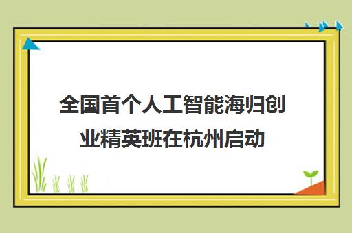 全国首个人工智能海归创业精英班在杭州启动