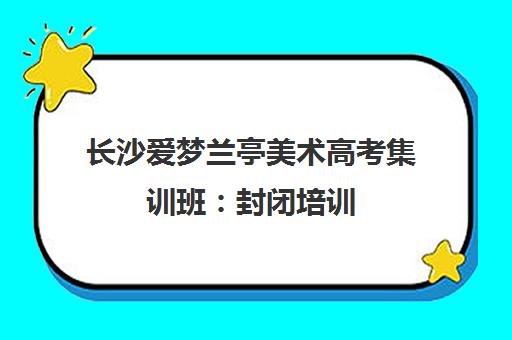 长沙爱梦兰亭美术高考集训班 封闭培训 名师助力艺考