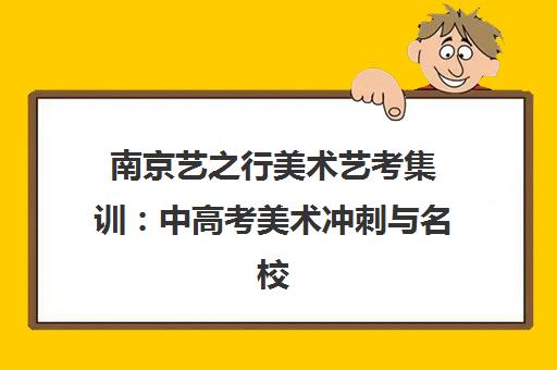南京艺之行美术艺考集训 中高考美术冲刺与名校备考指南