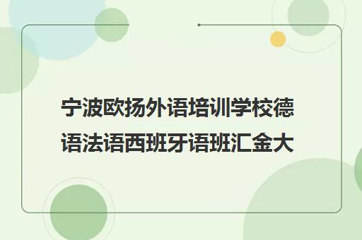 宁波欧扬外语培训学校德语法语西班牙语班汇金大厦校区课程效果
