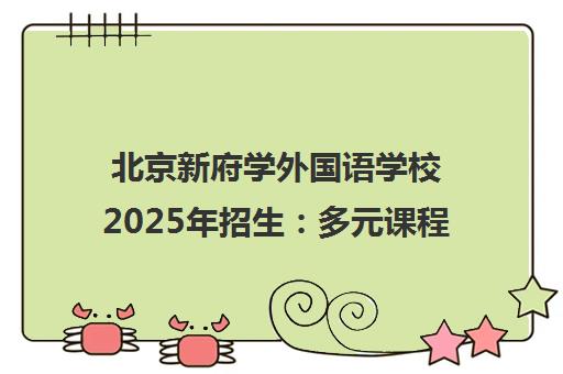 北京新府学外国语学校2025年招生 多元课程与小班教学助力升学