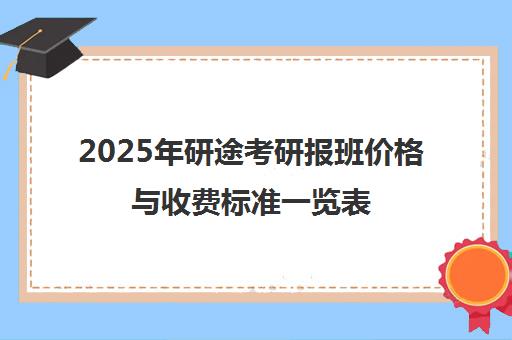 2025年研途考研报班价格与收费标准一览表