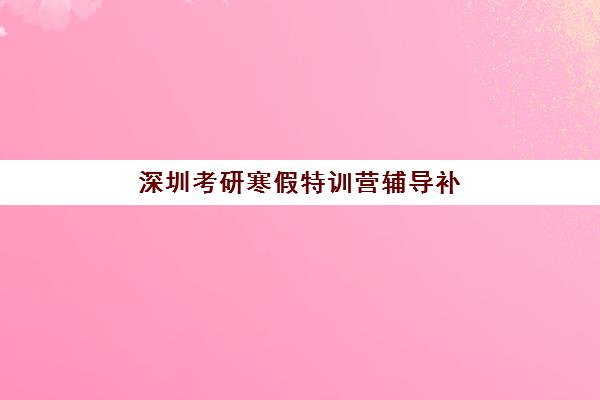 深圳考研寒假特训营辅导补习报名2025报名时间如何安排？最新权威时间表与科学备考全指南