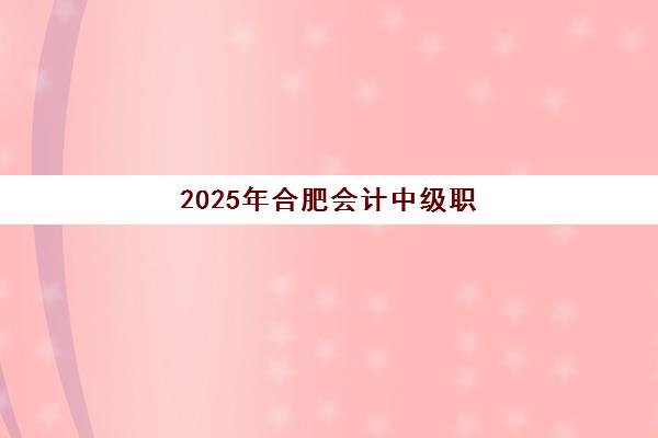 2025年合肥会计中级职称精品课程时间安排，各培训机构开课时间与备考计划全攻略